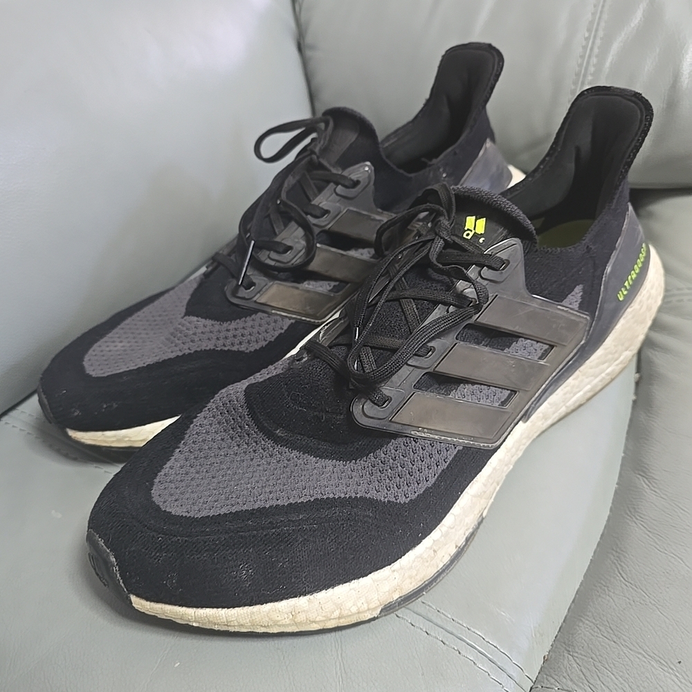 Adidas‎ Mens Ultraboost 21 FY0374 Black Gray Running Shoes Sneakers Size 13